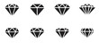 © WelcomeJune - Diamond vector icon collection showing various diamond cut shapes in flat style, abstract black gemstone symbols ideal for luxury logos, jewelry branding, fashion design, marketing materials