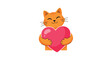 © Dawid - Cute and happy orange tabby cat smiling while hugging a large pink heart, symbolizing love, affection, and Valentine's Day.