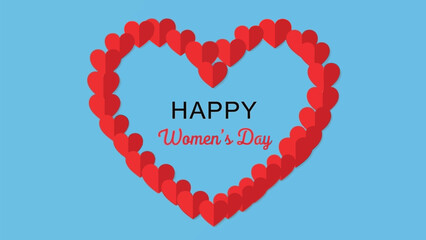  Happy women's day celebration with heart design on blue background