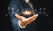 © Ei - Businessman using ai technology for data analytics, Artificial Intelligence generate. Futuristic technology, robot in online system. Business in future to invest and develop corporate concept.