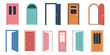 © HeLLo WorLd - Door  open closed entrance exit vector illustration