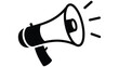 © Mushtaq - minimal megaphone icon in black silhouette style, loudspeaker announcement and marketing symbol, simple communication vector illustration