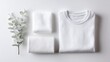 © Firadoaw - Clean and realistic flat lay of white clothing items, minimalistic mockup set for versatile fashion display