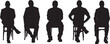 © Curto - vector, silhouette of front view of a group  of man sitting on chair