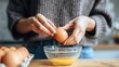 © AI PHOTO STUDIO - Cracking eggs into a bowl during meal preparation in a kitchen on a sunny afternoon