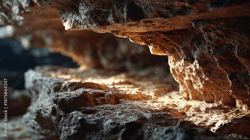 Subterranean Texture Cave stalagmite with natural texture detail, limestone formation rising ...