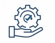 © ifkar - Business process automation and support icon, representing efficient service delivery and quality assurance with a hand holding a gear and checkmark, clean flat vector design