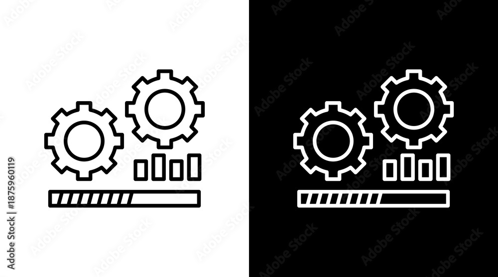 Engineering Process Outline White Icon Set Design Stock Vector | Adobe ...