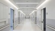 © Okay - Modern Hospital Corridor with Doors and Medical Equipment Lighting