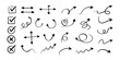 © matahari - Collection of Hand-Drawn Arrows and Checkmarks on White Background