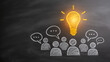 © Ari Wibowo - Finding solution during meeting communication. Leadership and innovation idea concept