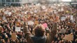 © Alief Shop - Inspiring Medium Shot of Demonstrator Addressing a Large Gathering of Protesters