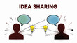 © dada - Two people sharing ideas with lightbulbs and speech bubbles.