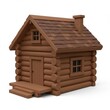 © GLADIOLOUS - Detailed Brown Log Cabin House with Stairs Isolated on White Background