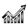 © RI Rafiq - Halftone business growth bar chart sticker icon image. Graph, arrow, success, dot, profit,  increase, up, dotted icons design. Transparent PNG background