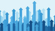 © uhuy - Abstract graphic of upward-pointing arrows in various shades of blue on a light blue background