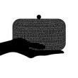 © Iryna - Silhouette of hand holding crystal clutch purse on white background, fashion accessory and elegance concept