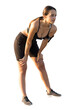 © Mountains Hunter - A young slim athletic girl in sportswear performs a set of exercises. Fitness and healthy lifestyle.