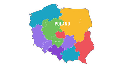  Poland regions map colorful illustration