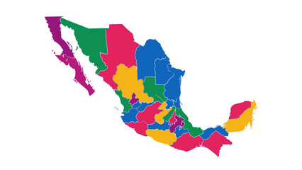 mexico map, colorful states
