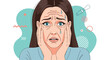© Shoubj - Mature woman looking stressed and sweating while experiencing hot flashes related to menopause or high fever.