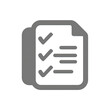 © Kota - A flat, gray icon featuring a checklist with checkmarks and lines against a black background