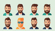 © jambu - Eight diverse pixelated male avatars with beards and varying hairstyles and attire