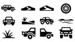 © Maureen - Minimalist off-road icons featuring jeeps and rugged landscapes