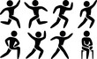 © craft_art - Running and jumping people icon set showing energetic human action poses in flat silhouette vector style, ideal for fitness apps, sports design and motivational graphics,