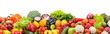 © Serghei V - Wide Panorama of Fresh Organic Fruits and Vegetables on White with Copy Space for Food Design, Healthy Lifestyle, Vegan Nutrition and Market Presentation