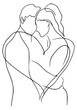 © Elena - Couple hugging line art (continuous line embrace)