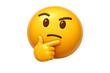 © Abode stock - A vibrant yellow emoji expressing thoughtfulness with a hand on chin featuring detailed shading and a curious expression on transparent background