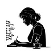 © Muhammad - Female Software Developer Silhouette Coding with Coffee Cup