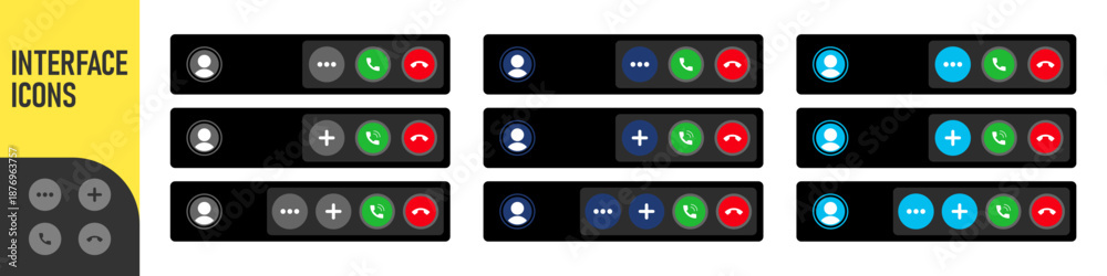 Incoming call interface UI screen with accept, answer and decline ...