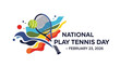 © Chrish - Vibrant National Play Tennis Day poster with racket and ball