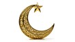 © Diana - Golden crescent moon and star centerpiece shaped like a table decoration, isolated