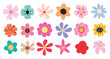 © AmazeinDesign - Spring colorful flowers clipart set. Flowers like chamomile, daisy and daffodil floral clip art collection flat icon doodle design spring botanical symbol vector illustration.