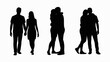 © Digishopppp - a collection of silhouettes depicts four different pairs of people showcasing varying levels of intimacy and connection within relationships high quality professional detailed modern elegant stylish