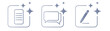 © Svitlana Tolmach  - AI chat and writing icon set with document, message and pen symbols. Artificial intelligence assistant concept for text generation, content creation and communication tools in digital applications.