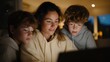 © forenna - A family using a portable generator to power essential appliances during a winter storm blackout, emphasizing preparedness, safety, and resilience at home. cinematic color correction, natural