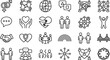 © Creative Soul - Social connection and community outline icon set featuring teamwork communication relationships support networking collaboration diversity unity symbols