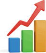 © al - Create a realistic Bar charts and Arrow Statistic icon. 3d rendering vector art with white background.