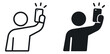© iVGraphic - Line art and solid style person icon set featuring a person taking a selfie with a smartphone for modern digital communication