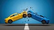 © Monna collection  - Two cars collide head on with great force on the road