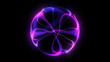 ©  Seamless Loop - Glowing purple energy sphere surrounded by orbiting light trails symbolizing atomic power digital energy luminous radiant center dark background futuristic sci fi abstract visual depth atmosphere