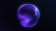 ©  Seamless Loop - Blue sphere pink light effect slowly twisting black isolated background gradient holographic orb dark blue tone bright purple sphere changing shape closeup trendy abstract ball digital futuristic sci