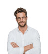 © Mark - Professional portrait of confident man in white shirt lifestyle casual environment, isolated on transparent background, png
