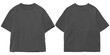 © Fauzihaka - Front and back grey oversized boxy tshirt mockup, transparent background