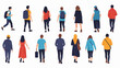 © Mata - Diverse group of people walking, seen from behind, in casual and business attire