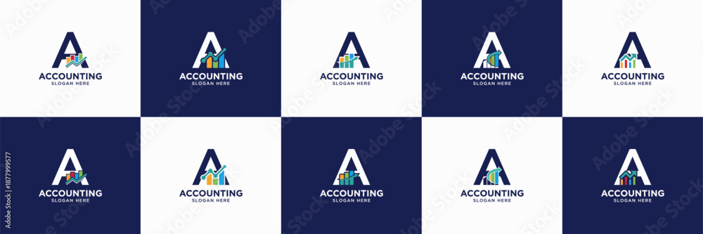 set of accounting logo design. usable for financial, marketing ...